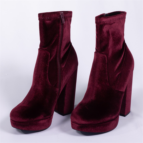 Velvet Chunky Boots